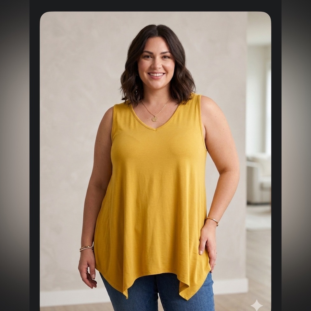 Larace Relaxed V-Neck Sleeveless Tank in Mustard